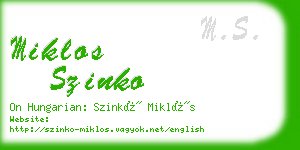 miklos szinko business card